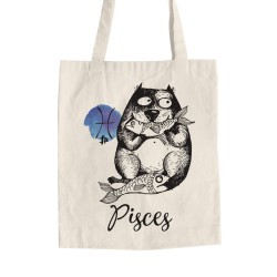 Αστείες Γάτες Ζώδια - Ιχθύς (Τσάντα  Αγοράς)